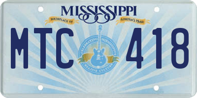 MS license plate MTC418