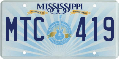MS license plate MTC419