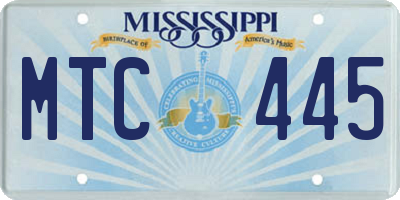 MS license plate MTC445
