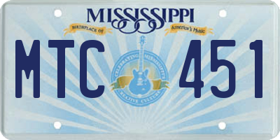 MS license plate MTC451
