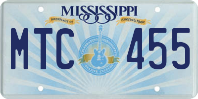 MS license plate MTC455