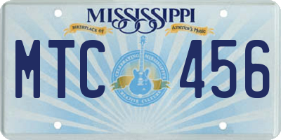 MS license plate MTC456