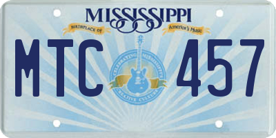 MS license plate MTC457