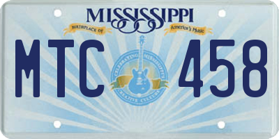 MS license plate MTC458