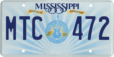 MS license plate MTC472