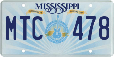 MS license plate MTC478