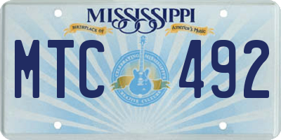 MS license plate MTC492
