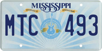 MS license plate MTC493