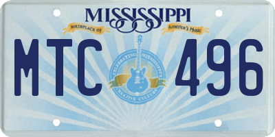 MS license plate MTC496