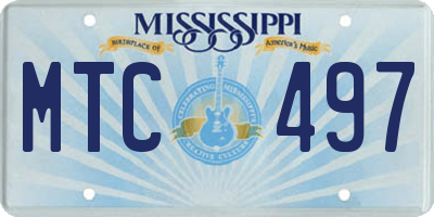 MS license plate MTC497