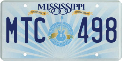 MS license plate MTC498