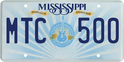 MS license plate MTC500