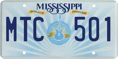 MS license plate MTC501