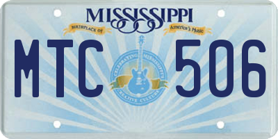 MS license plate MTC506