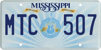 MS license plate MTC507
