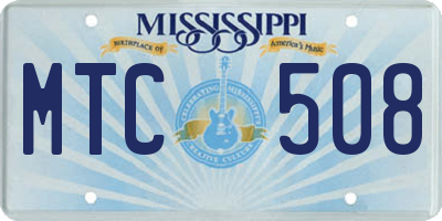 MS license plate MTC508