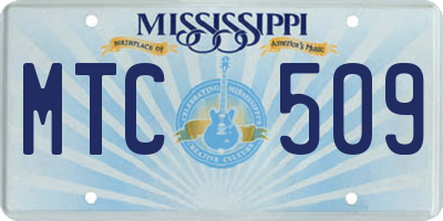 MS license plate MTC509