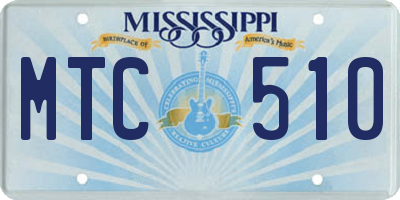 MS license plate MTC510