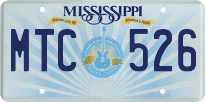 MS license plate MTC526