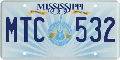 MS license plate MTC532