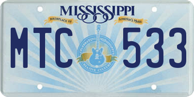 MS license plate MTC533