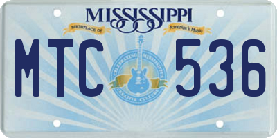 MS license plate MTC536