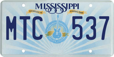 MS license plate MTC537