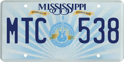 MS license plate MTC538