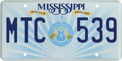 MS license plate MTC539