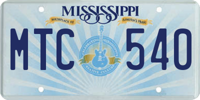 MS license plate MTC540