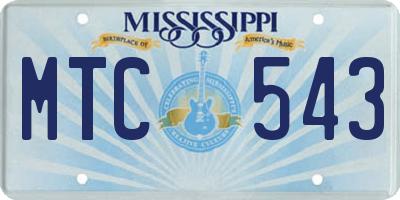 MS license plate MTC543