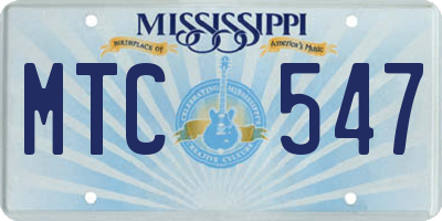 MS license plate MTC547