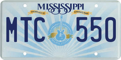 MS license plate MTC550
