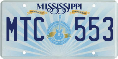 MS license plate MTC553