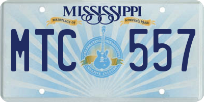 MS license plate MTC557