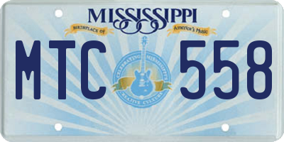 MS license plate MTC558