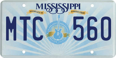 MS license plate MTC560