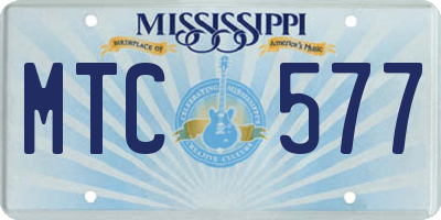 MS license plate MTC577