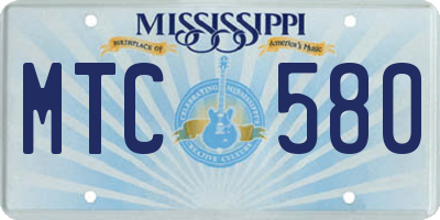 MS license plate MTC580