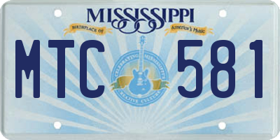 MS license plate MTC581