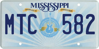 MS license plate MTC582