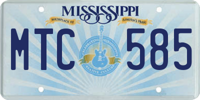MS license plate MTC585