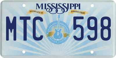 MS license plate MTC598