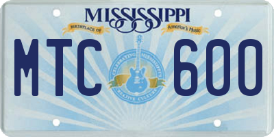 MS license plate MTC600