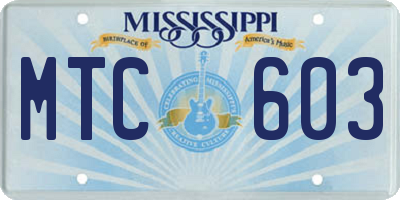 MS license plate MTC603