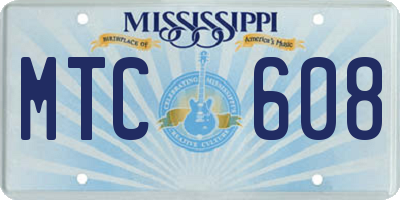 MS license plate MTC608