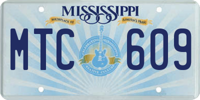 MS license plate MTC609