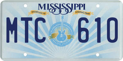MS license plate MTC610