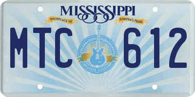 MS license plate MTC612