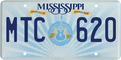 MS license plate MTC620